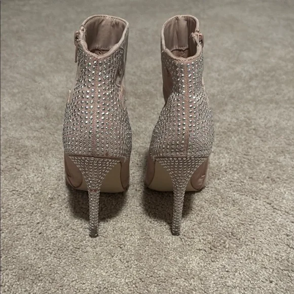 JustFab Blush Rhinestone Ankle Booties - Picture 3 of 5